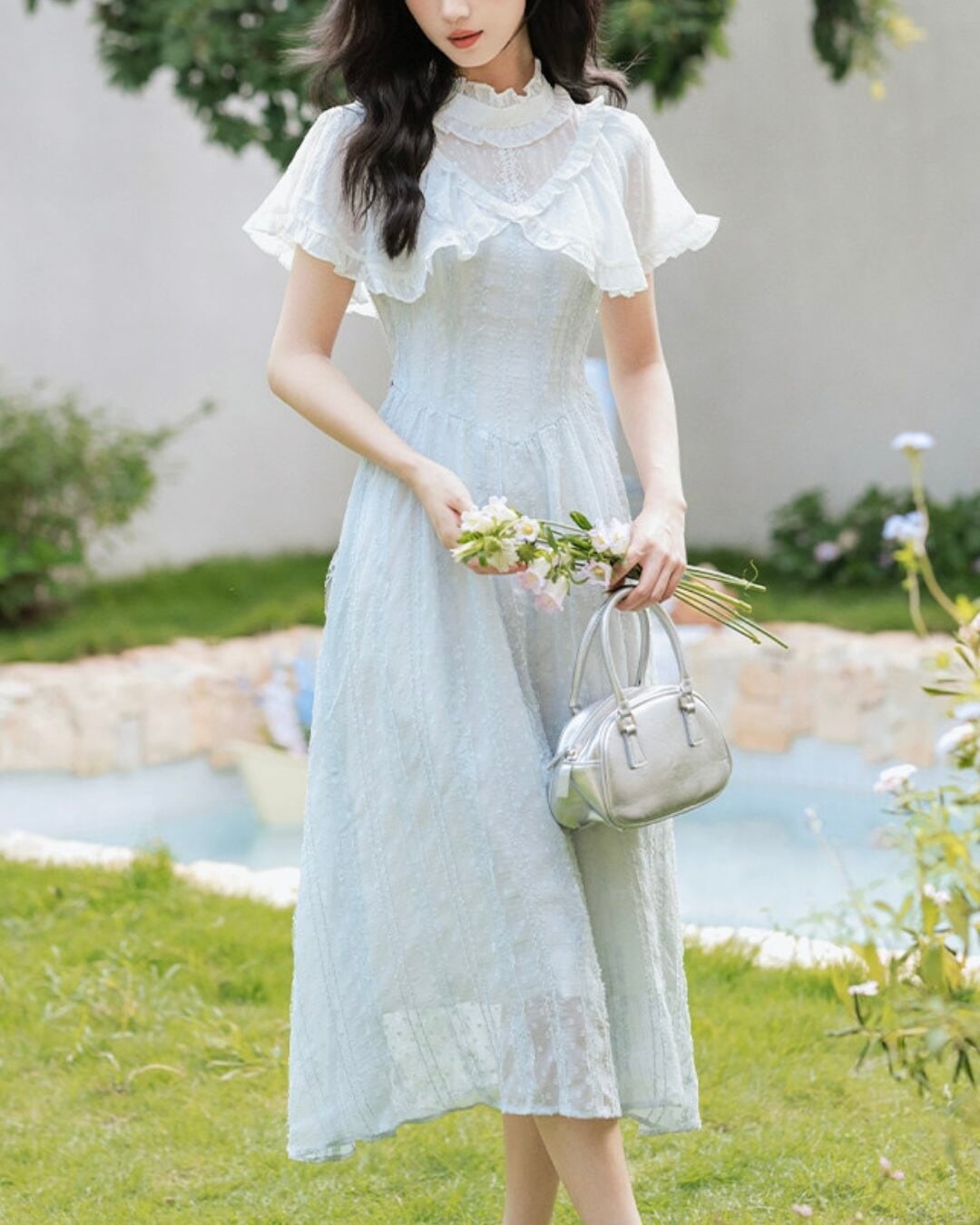 ショルダーケープシフォンワンピース 2508497