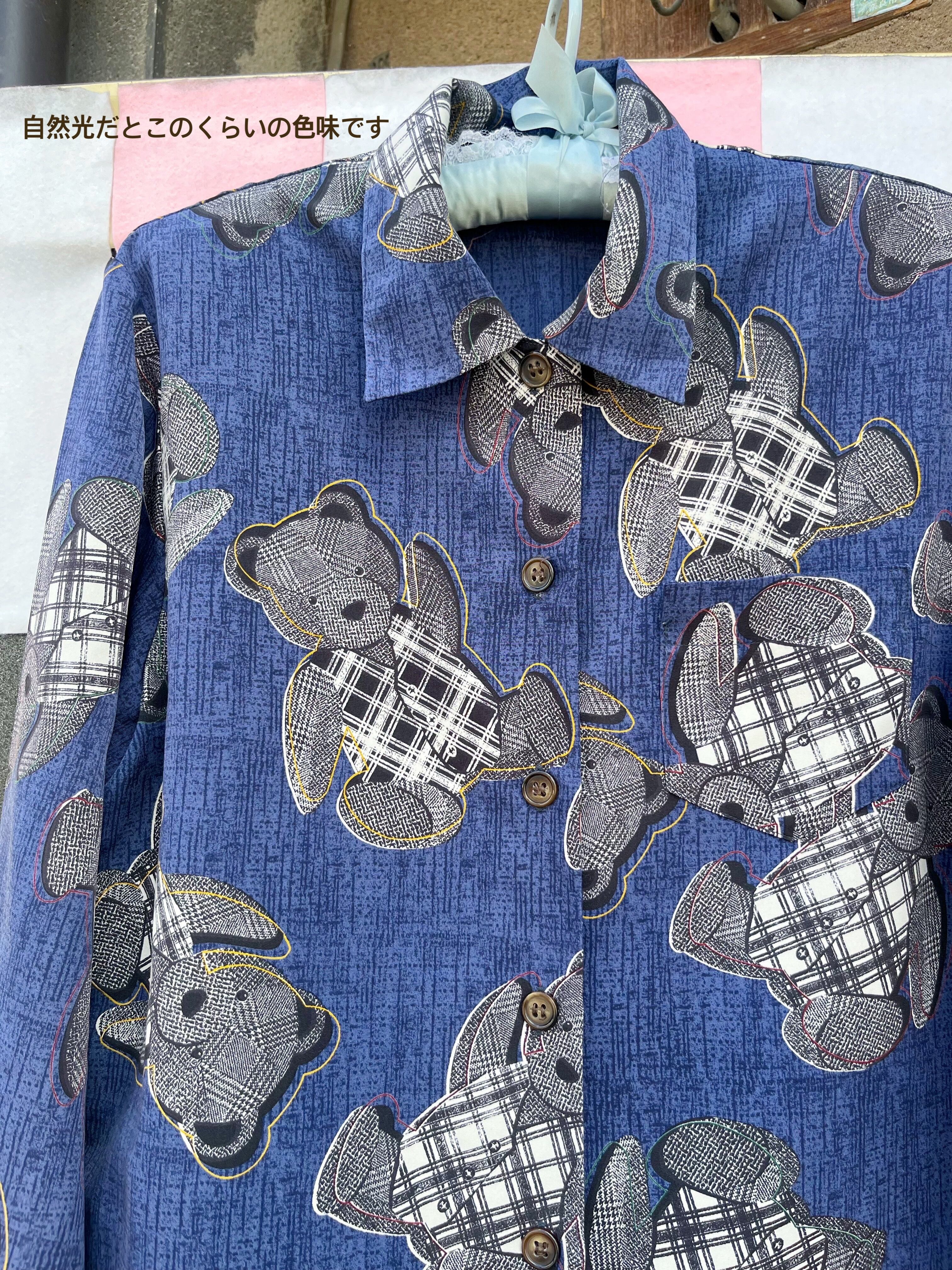 check vest bear navy blouse
