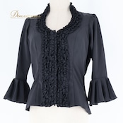 フラメンコ 衣装 エルモサイベリア HERMOSA IBERIA トップス ブラウス 黒 無地 フリル ボランテ ダンス パーティ 発表会 練習 レッスン ブラック系 フリルブラウス おしゃれ 衣装発表 黒トップス ステージ衣装 フラメンコダンス エレガント フェミニン