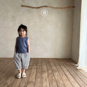 【Bella bambina】ボーダー7分丈パンツ チャコール 80~100cm 240727