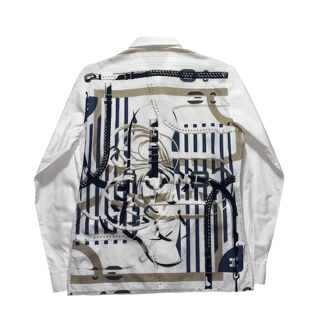 HERMES back panel white cotton shirt