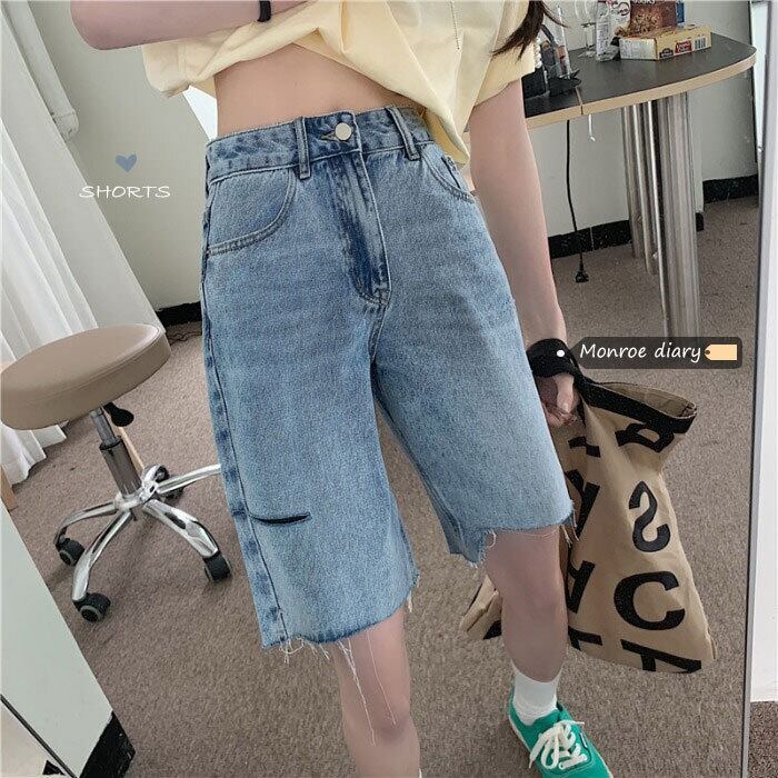 ジーンズ レディースサマーパンツ ルーズショーツ ハイウェストウェスト 夏物 ブルマー モンロー60536980400