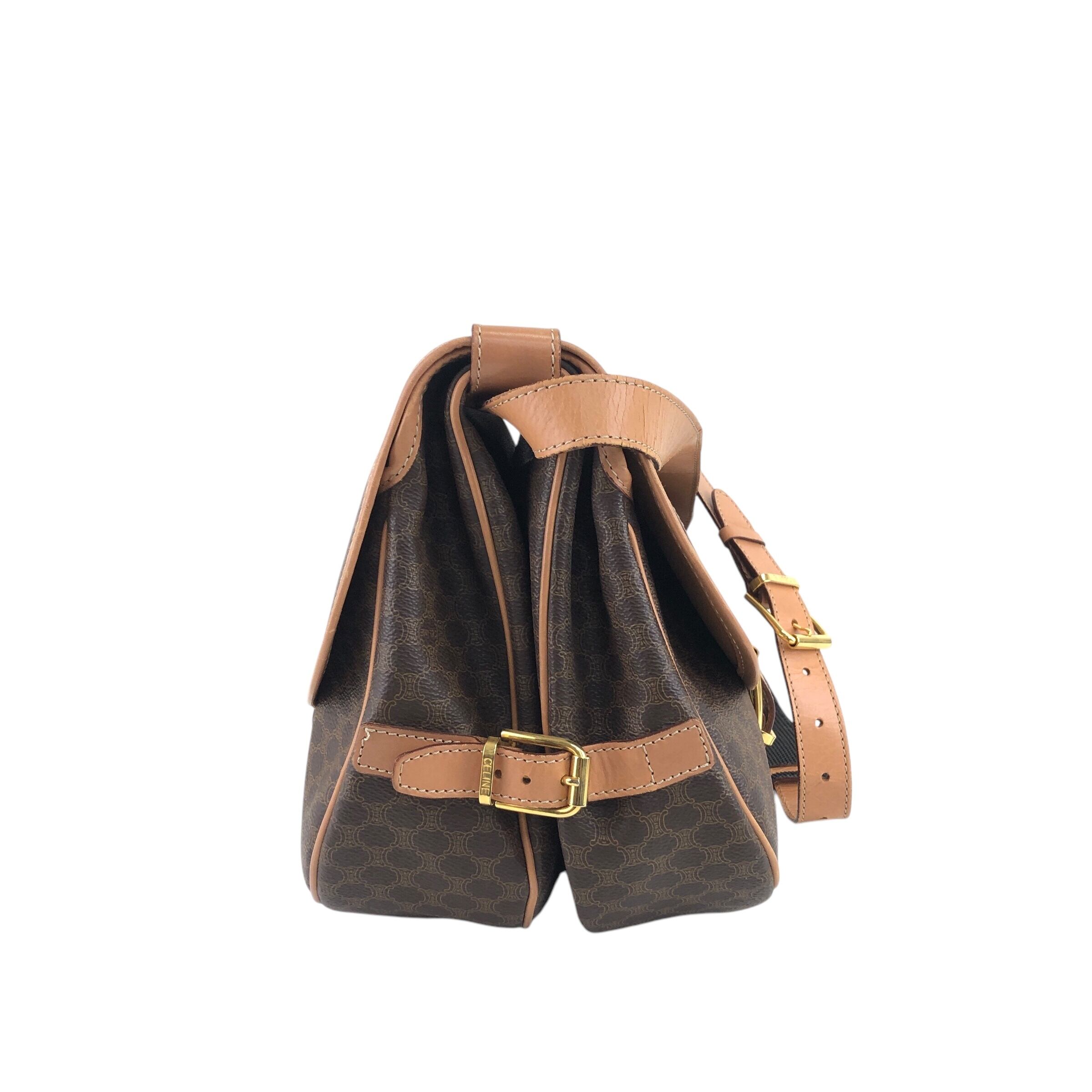 CELINE セリーヌ マカダム ショルダーバッグ ブラウン ダブルフェイス