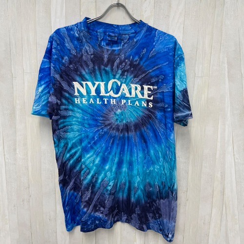 古着 送料無料　タイダイTシャツ ブルータイダイ NYL CARE プリントTシャツ