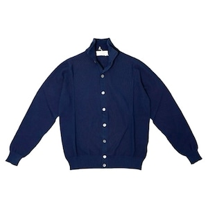 FILIPPO DE LAURENTIIS(フィリッポ デ ローレンティス)standing collar crepe cotton knit cardigan(BB1ML08/880)/NAVY