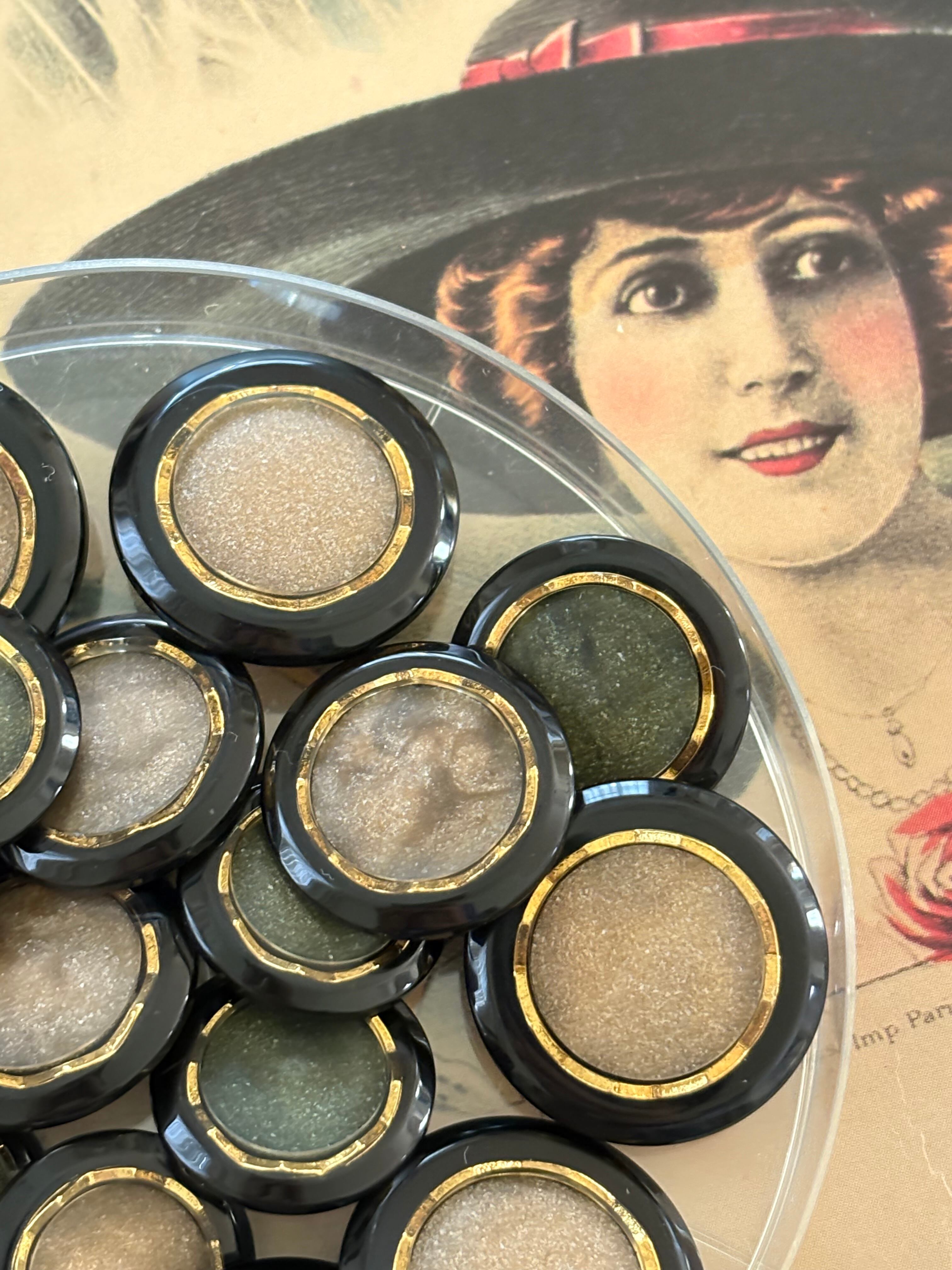 Japanese Vintage ヴィンテージボタン ブラウン/グリーン 17mm アクセサリーパーツ 装飾材 カルトナージュ