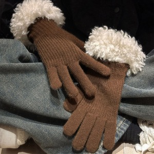 手袋 ボア袖 グローブ スマホ対応 防寒 防風 保温 レディース 秋冬 韓国 おしゃれ 大人 かわいい きれいめ カジュアル 通勤 通学 学生 ホールタッチ 大人可愛い 大人女子