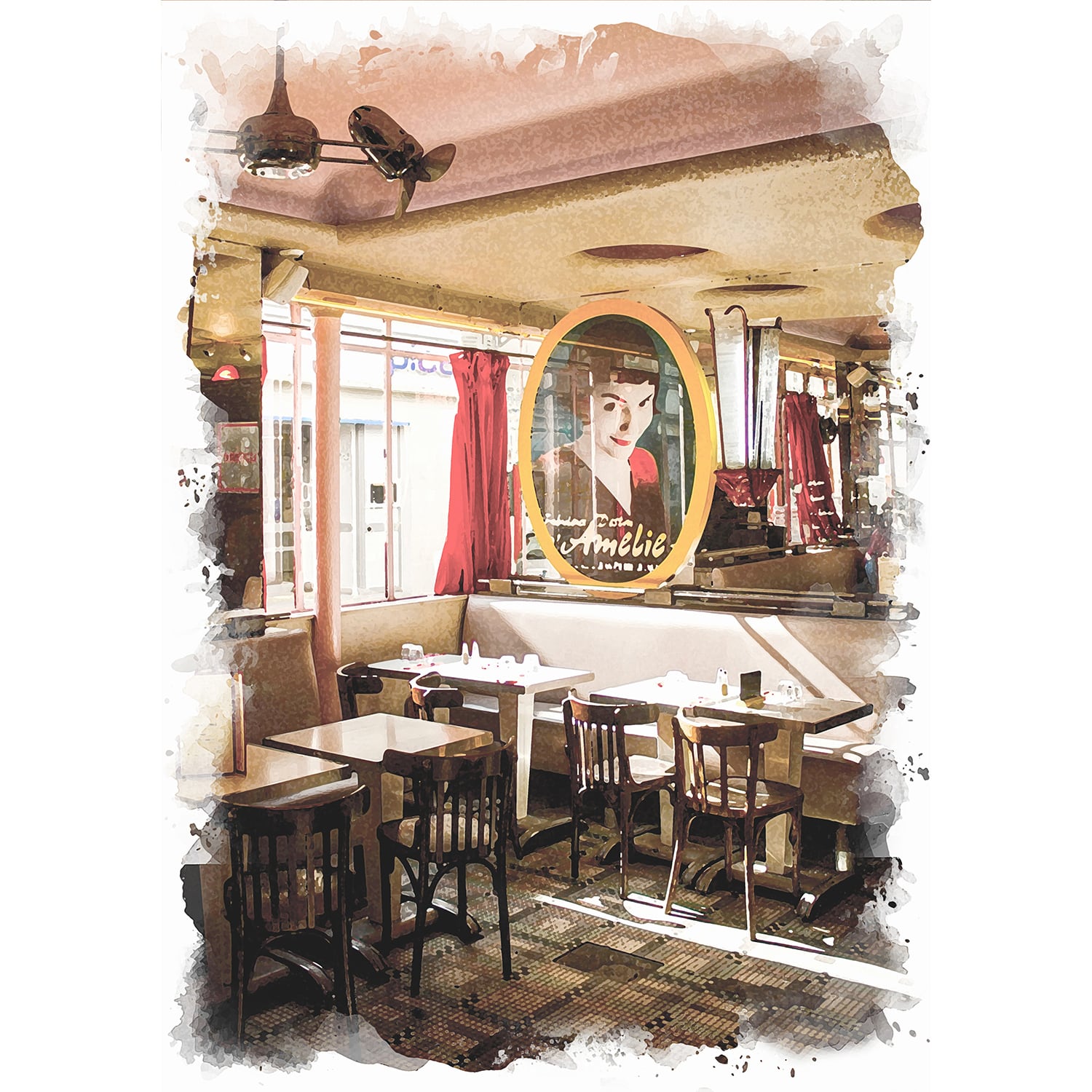 絵画 フランス パリ モンマルトルのカフェの風景 インテリアアート額 