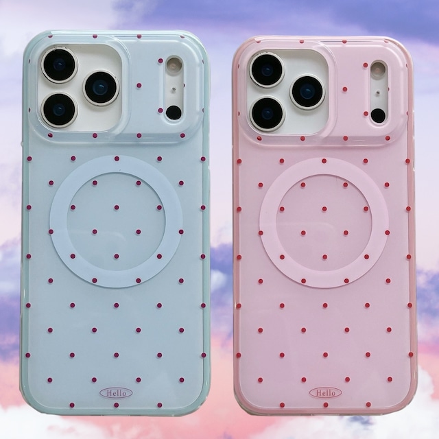 パステルドット iPhoneケース (ブルー/ピンク) | スマホケース iPhone ケース アイフォンケース | 機種 iPhone 14 15 16 17 Pro Max シリーズ ｜MagSafe対応 耐衝撃
