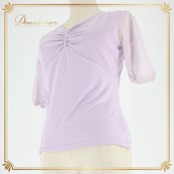 社交ダンス 衣装 スタンダード トップス レッスンウェア レディース 練習着 薄紫 パープル系 SEKINE セキネ レース 半袖 かわいい 清楚 ライブ配信 パーティー 服装 フィットネス ダンスウェア おしゃれ ストレッチ性 おすすめ 柔らかい シンプル ベーシック 体型カバー 半袖トップス 透け感 レディースファッション エレガント 上品 コーディネート