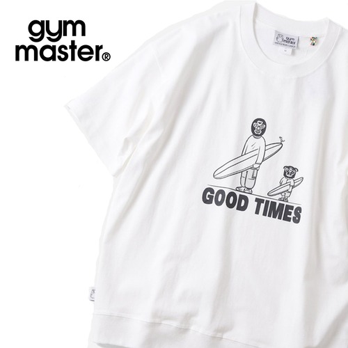 gym master ジムマスター 【6.2oz】ピグメント GOOD TIMES ビッグTシャツ メンズ 半袖 グラフィックTシャツ 発泡風ひび割れプリント 綿100% G733784 ホワイト