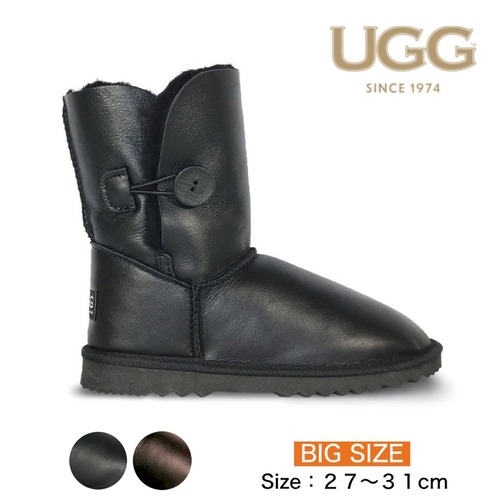 [UGG 1974]  大きいサイズ ボタン ナッパ ミドル ブーツ  (防水革)
