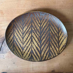 城進 鉄絵オーバル皿 小