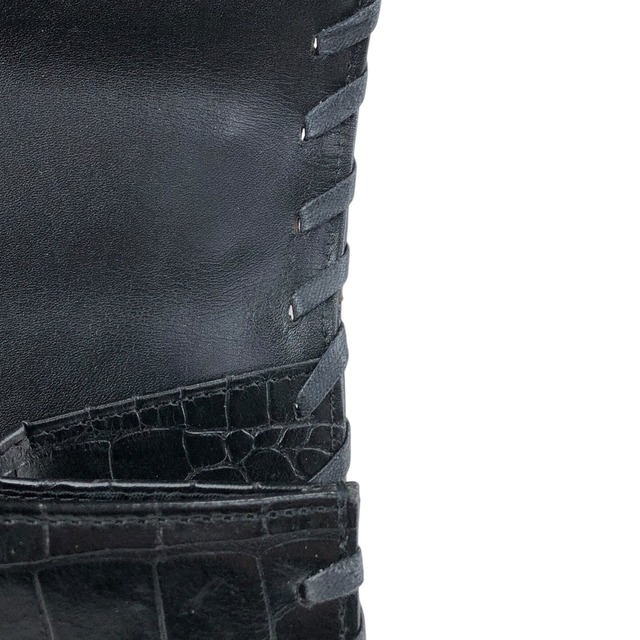 Yves Saint Laurent イヴ・サンローラン ハンドバッグ ブラック YSL チャーム レザー クロコ型押し vintage ヴィンテージ オールド dxsc3k