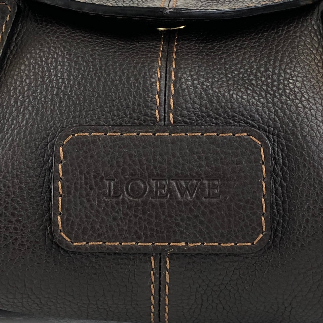 LOEWE ロエベ ハンドバッグ ブラウン 型押しロゴ レザー フラップ