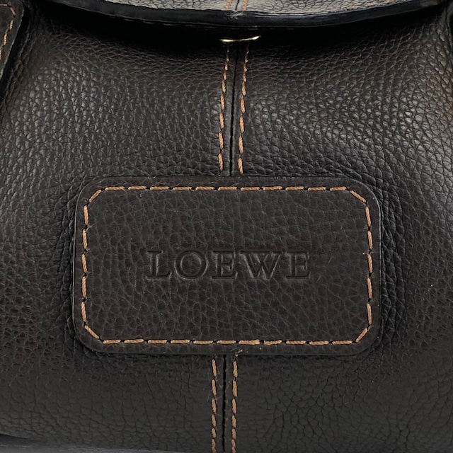 LOEWE ロエベ ハンドバッグ ブラウン 型押しロゴ レザー フラップ vintage ヴィンテージ オールド s7e7fm