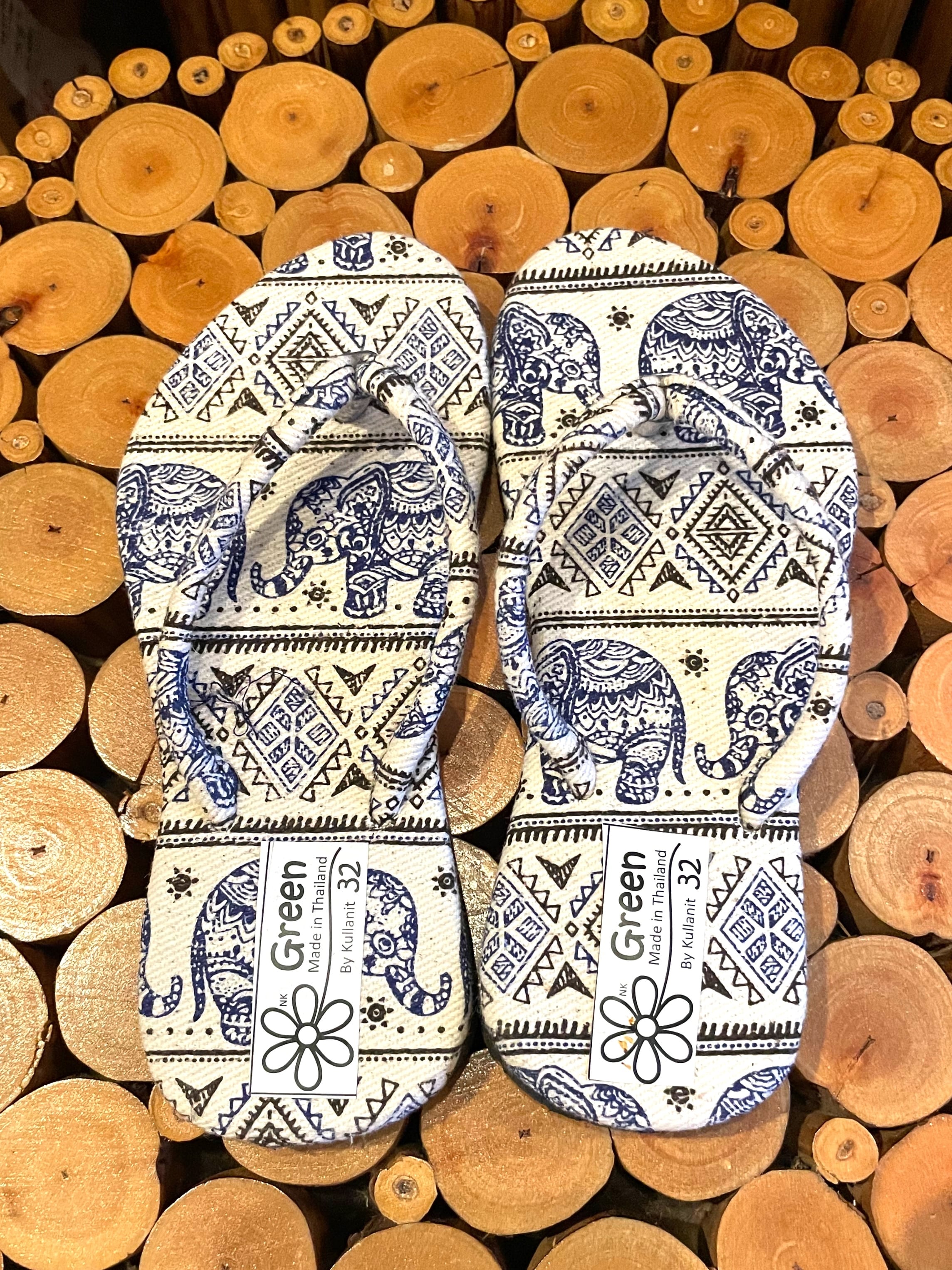 キッズビーチサンダル キッズ ビーチサンダル キッズサンダル シューズ アジアンサンダル エスニックサンダル キッズエスニック エスニック アジアン ゾウ柄 ブルー * アジアン雑貨 K-2