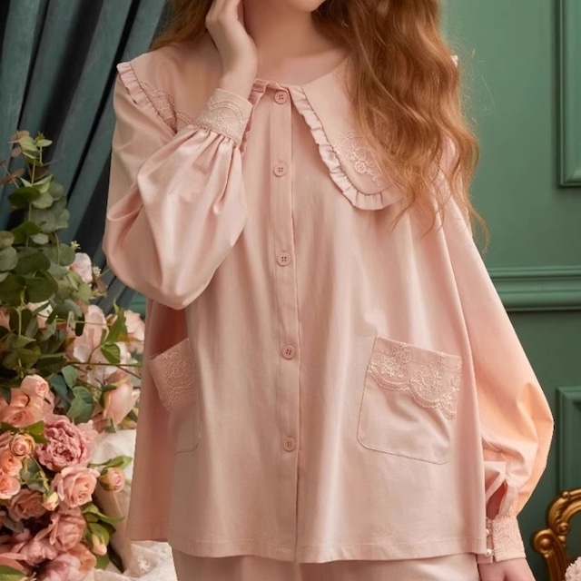 【4color】 big collar princess design pajamas p1050