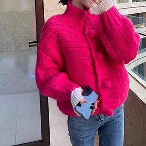 rose red chunky knit sweater　＜t101770＞