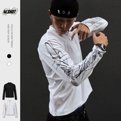 VINTAGE ストリート レタリング ヘンリーネック ロングTシャツ T2243