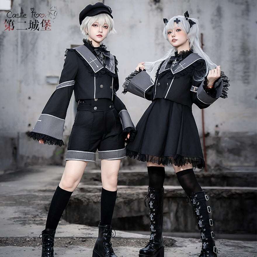 ゴシック 制服 男装 皇子系 ゴスロリ ワンピース CastleToo 男装カフェ