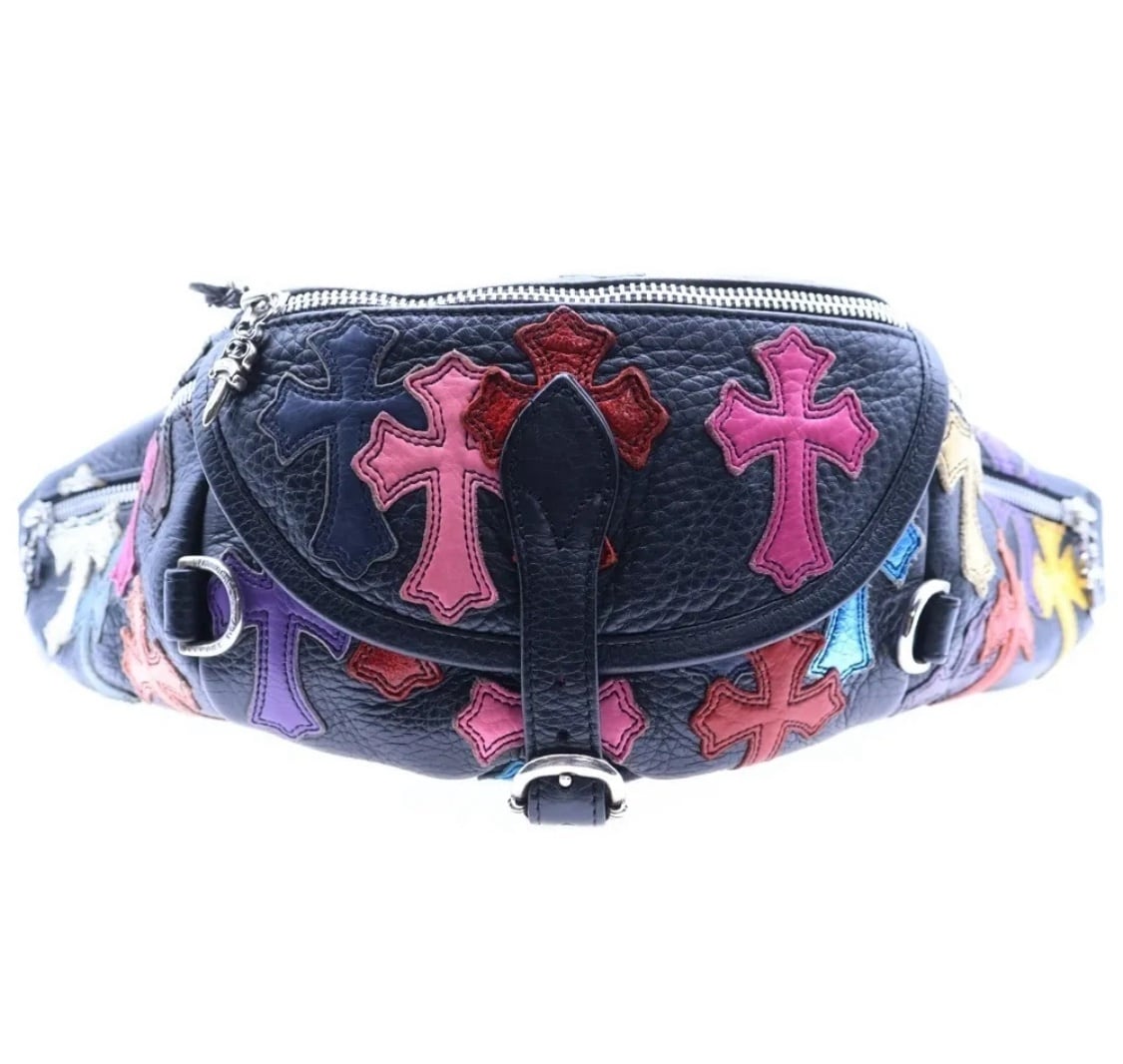 CHROME HEARTS クロムハーツ SNAT PACK MULTI スナットパック マルチクロスパッチ レザーウエストバッグ ボディーバッグ マルチカラー