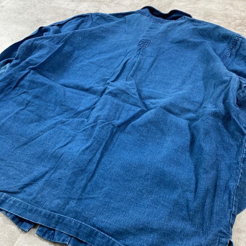 90s Metis フレンチチャイナジャケットlinen indigo 詳細写真6