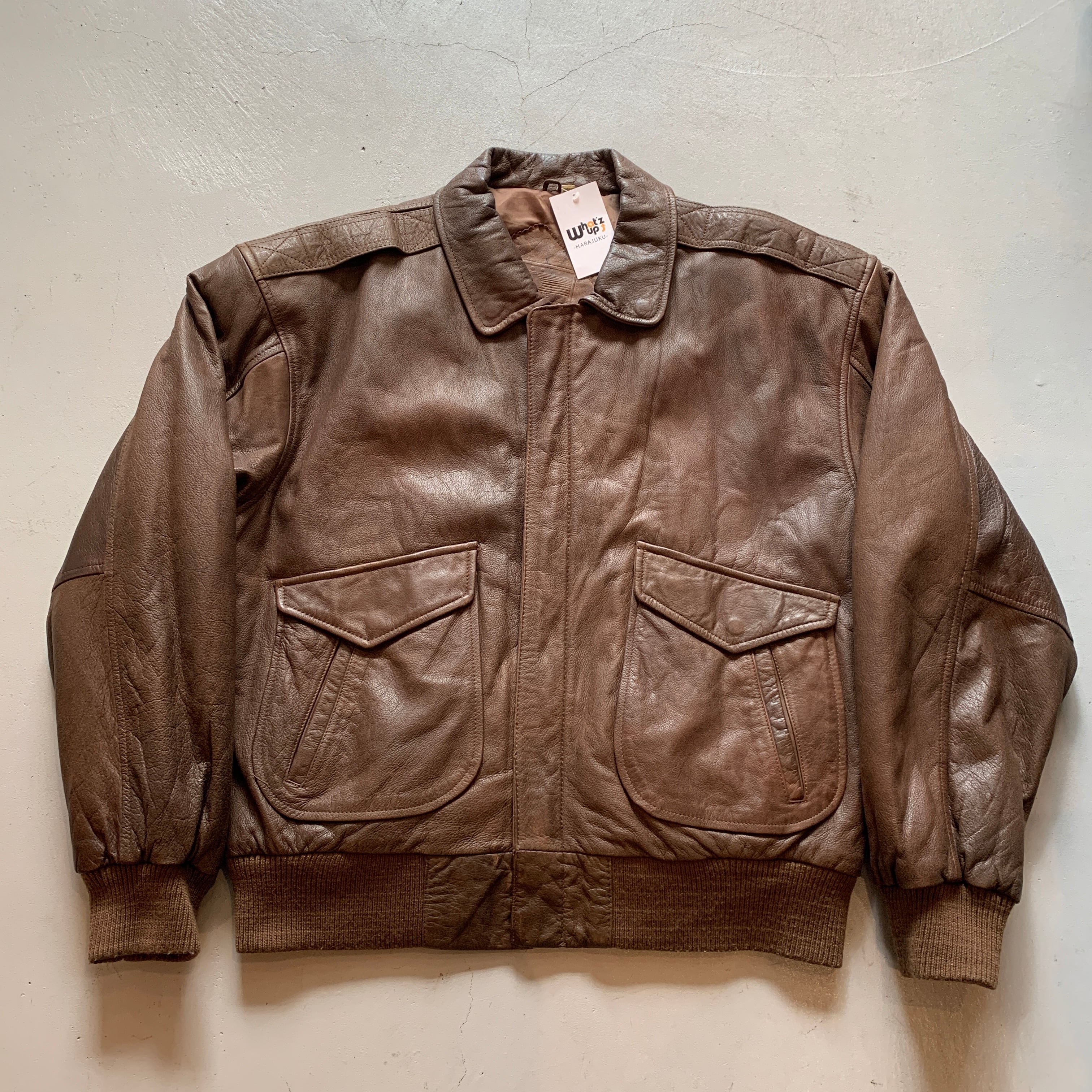 90s ROUNDTREE & YORKE "A-2 flight type" leather jacket【高円寺店】