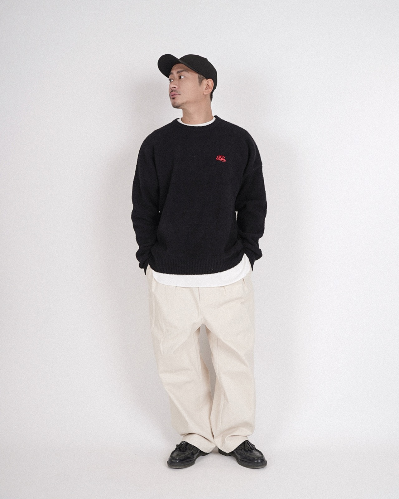 【#Re:room】CACTUS HEART APPLIQUE MALL KNIT［REK164］