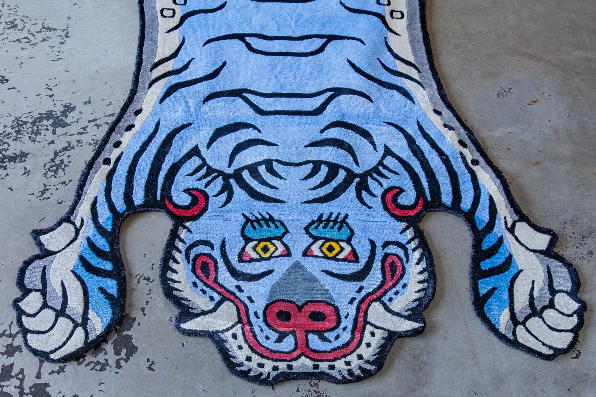Tibetan Tiger Rug 《Lサイズ•シルク•オリジナル•ブルーバージョン025