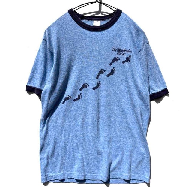 【The Palm Beaches Florida - Made In USA】Vintage Souvenir Ringer T-Shirt【1980s-】Vintage Print T-Shirts