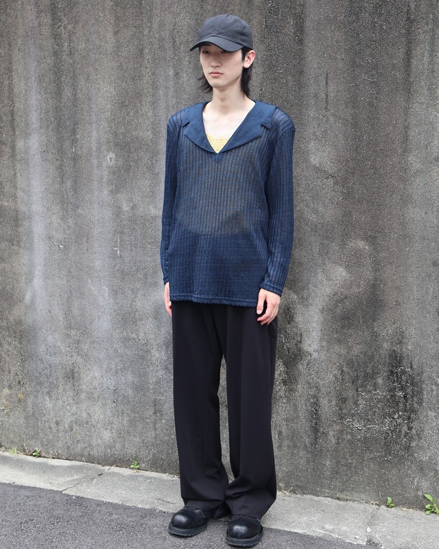 skipper open collar sheer knit