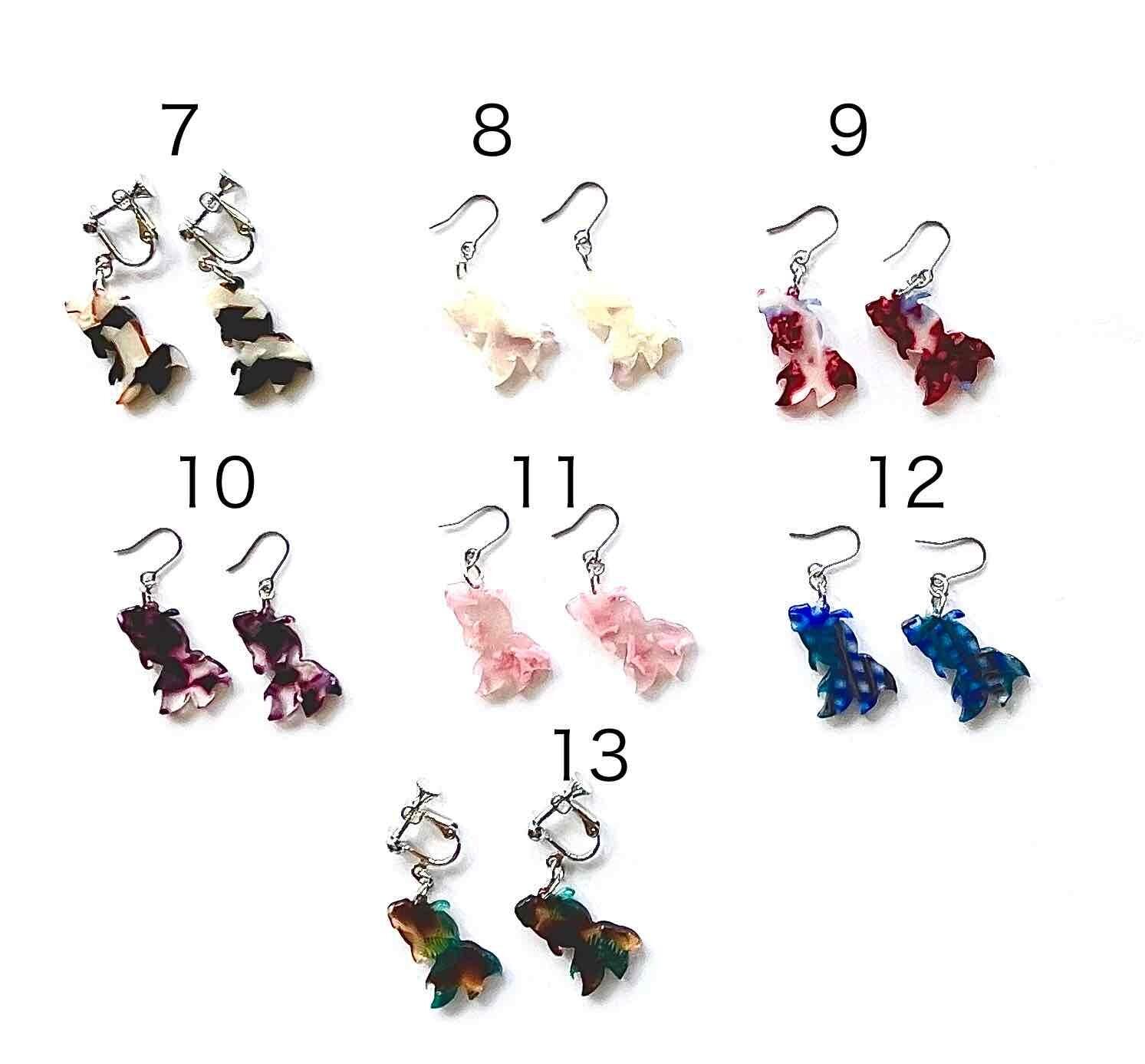 金魚ピアス・イヤリング【メガネ産地福井～メガネ素材で作った