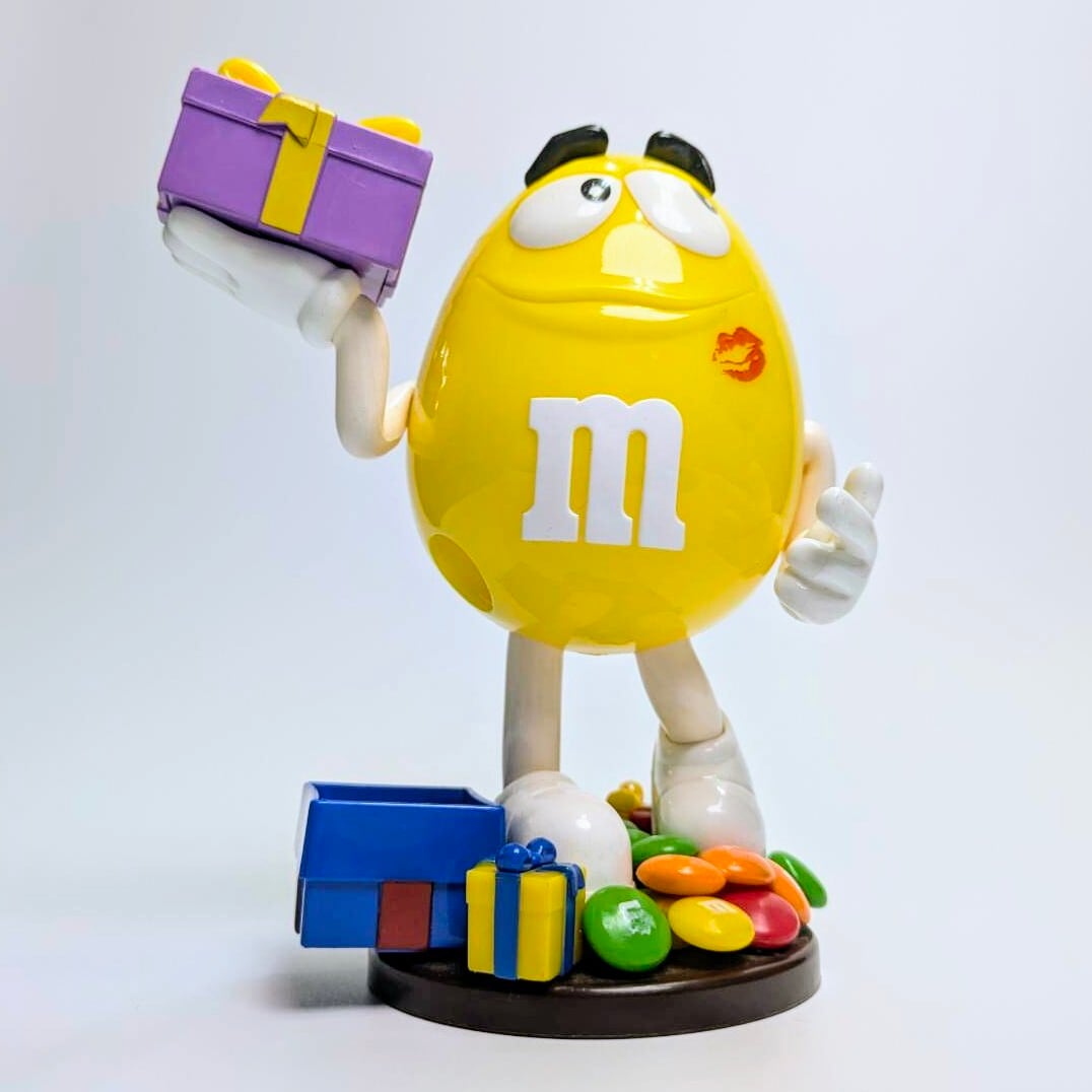 ☆ VINTAGE JUNK ☆【 m&m's  ( エムアンドエムズ ) 】ディスペンサー コレクション / プレゼントボックス / イエロー 〚アメリカン雑貨 アメトイ〛