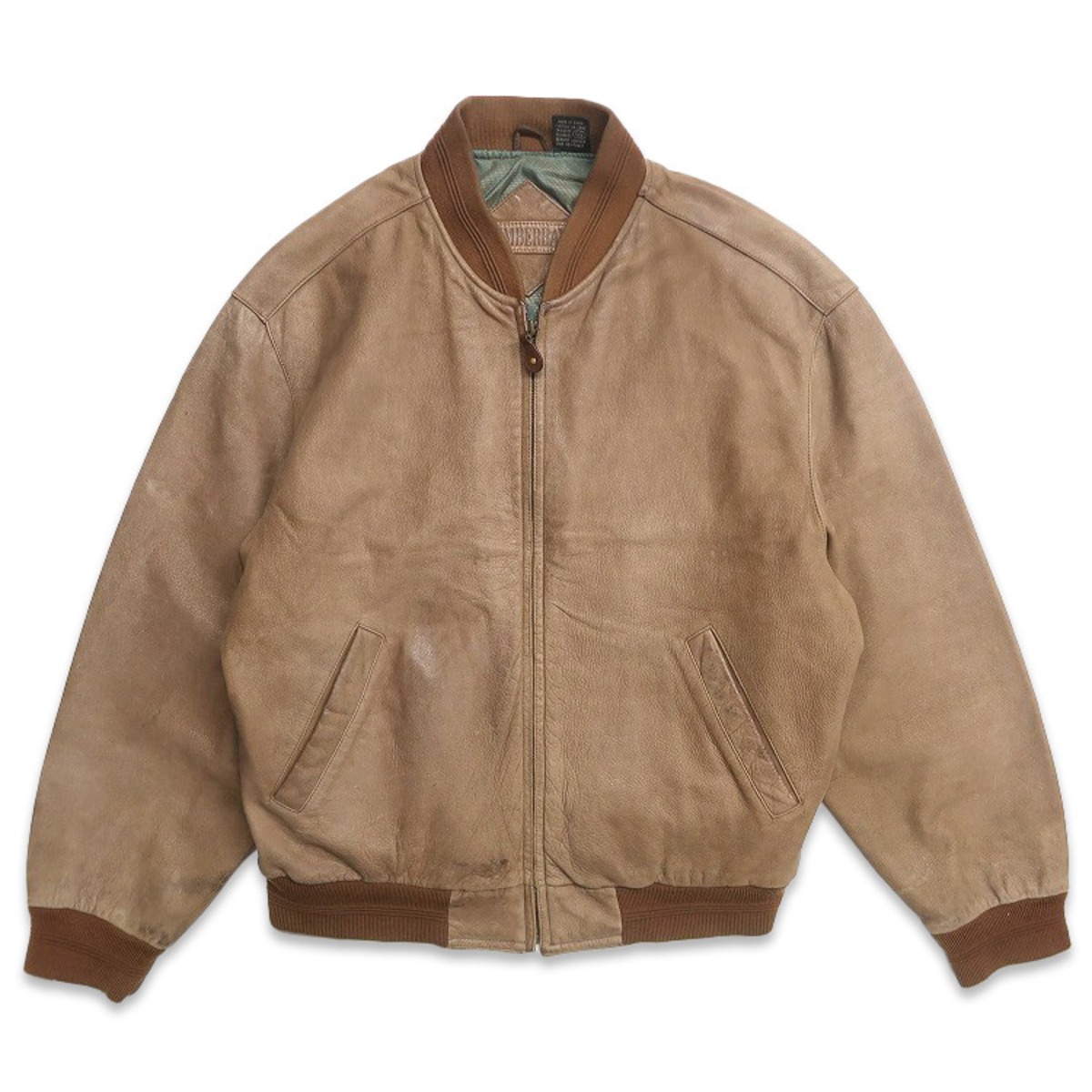 古着 TIMBERBAY レザージャケット ブルゾン ブラウン 表記：L