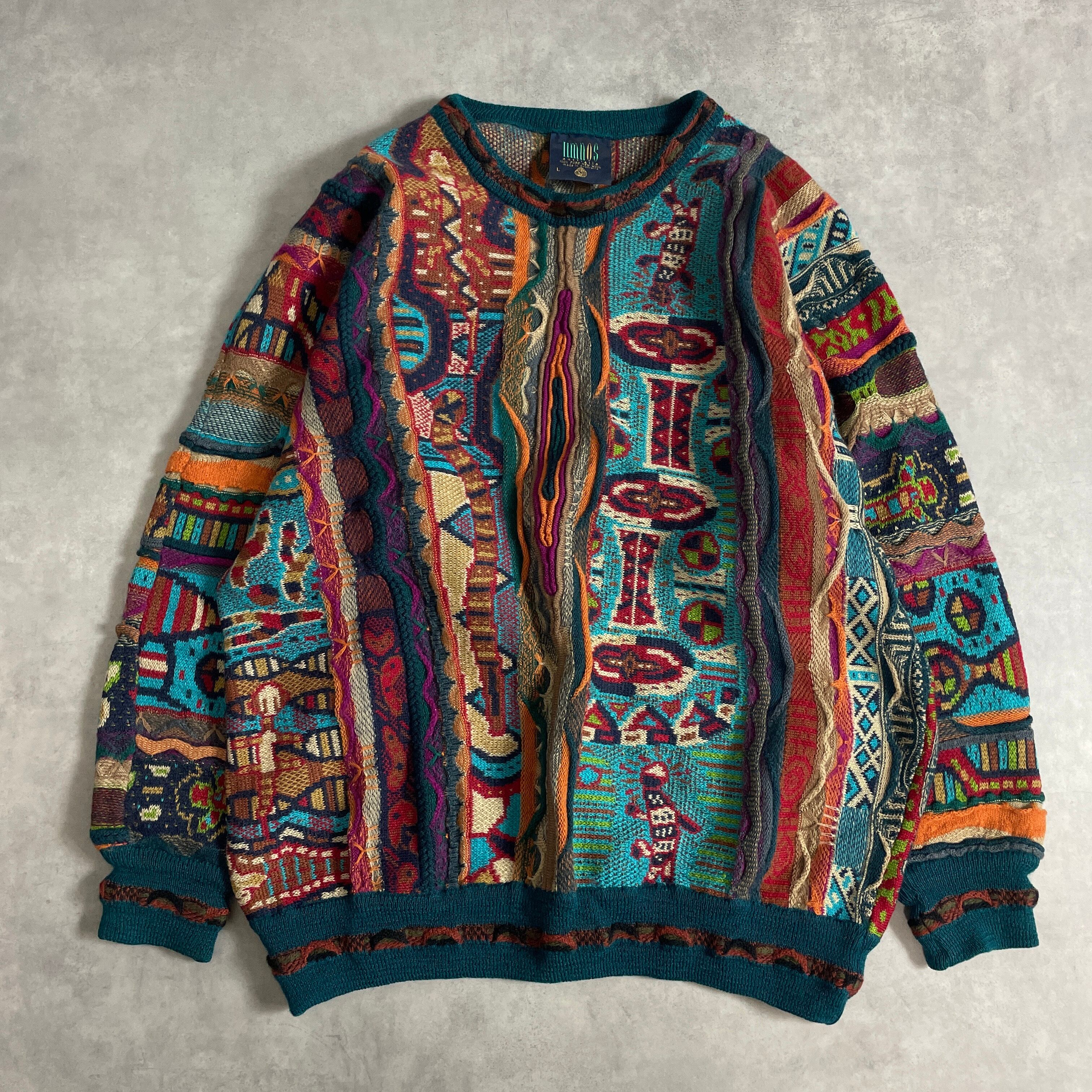 90s Limnos 3Dニット 立体的 アート デザインニット vintage