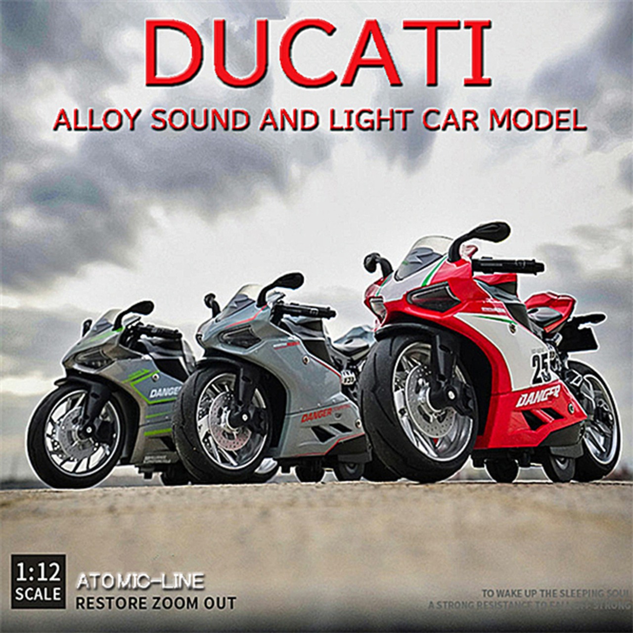 ドゥカティ Ducati 1/12 ミニカー 全3色 ライト点灯 エンジンサウンド 合金モデル 模型 バイク ジオラマ