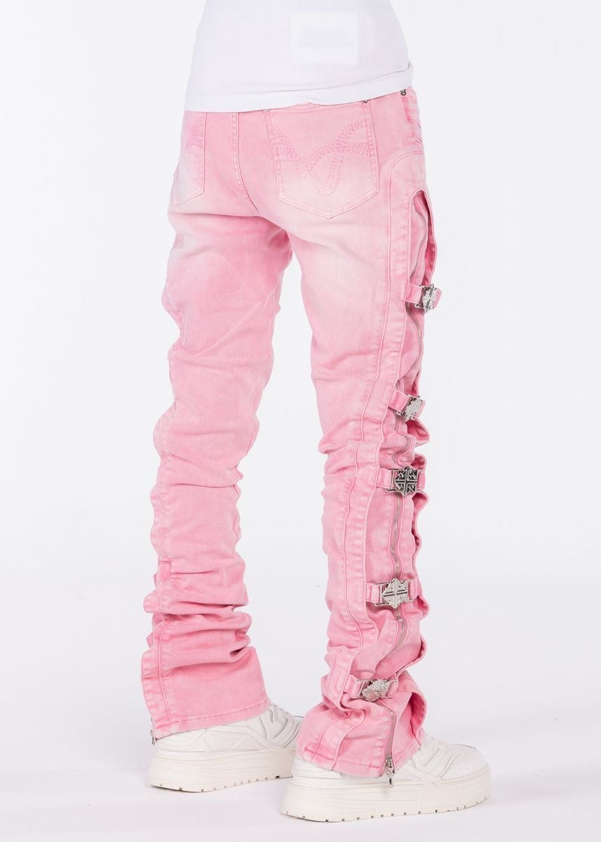 Guapi ピンクフリンジデニム 34サイズ 限定版 GUAPI / CROSS BUCKLE DENIM | HOLICK