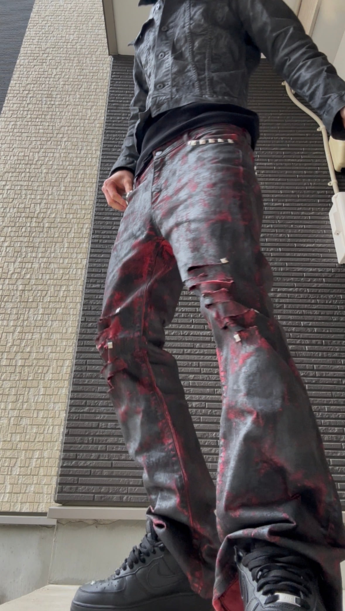 wax coating flare black denim ワックスコーティング加工フレアデニム
