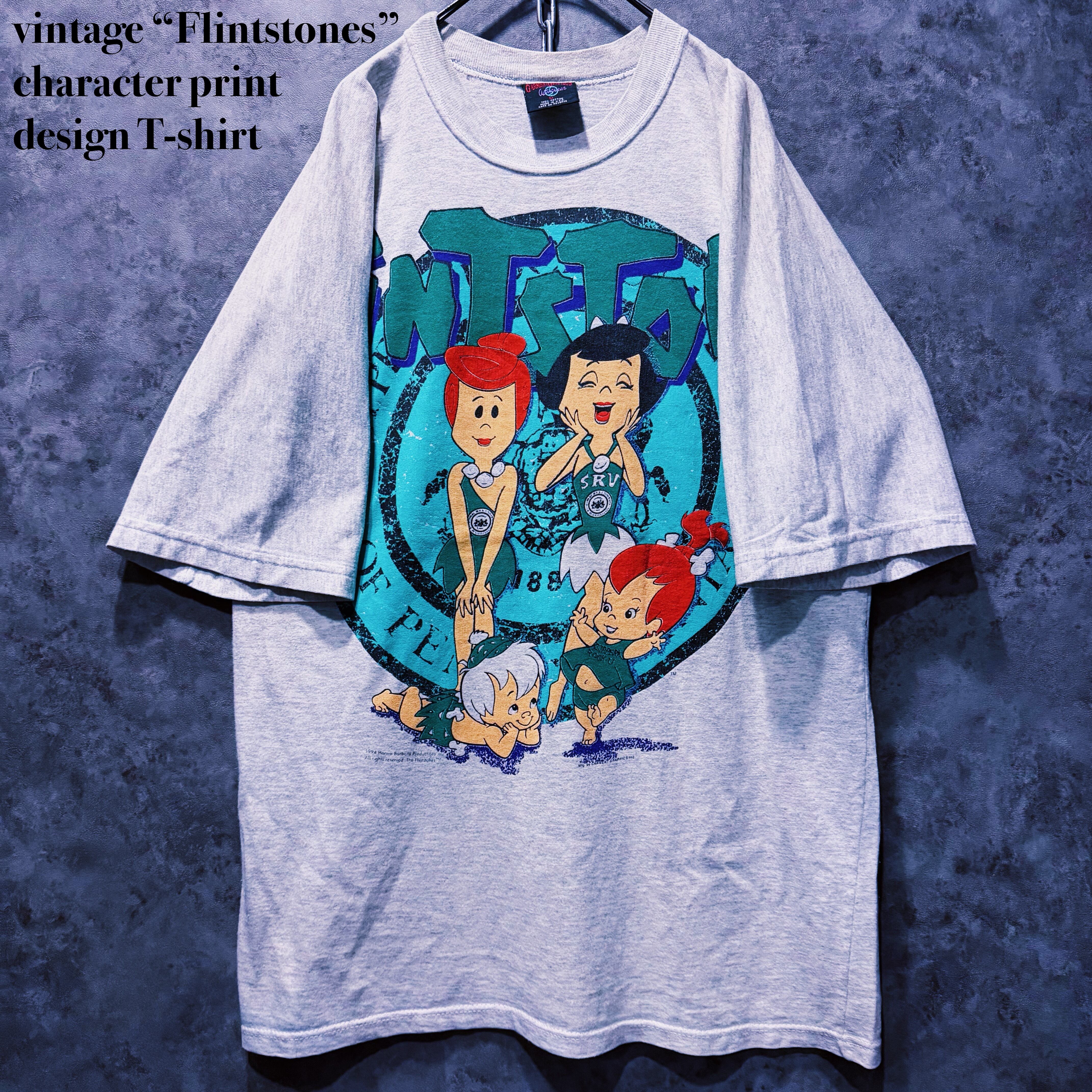 【doppio】vintage “Flintstones” character print design T-shirt