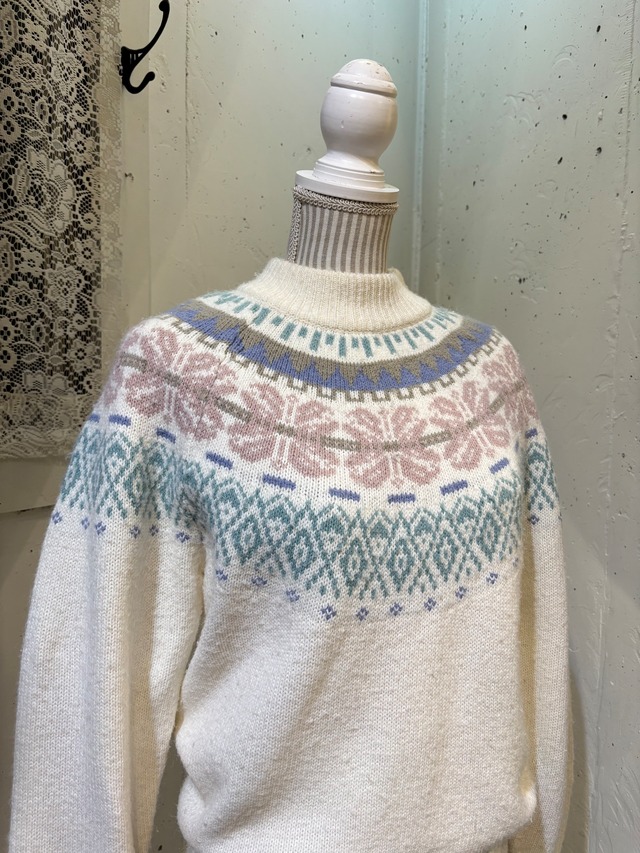 nordic pattern knit sweater
