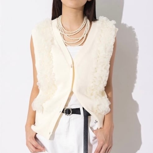 【 MARGAUX VINTAGE 】チュールフリルベスト