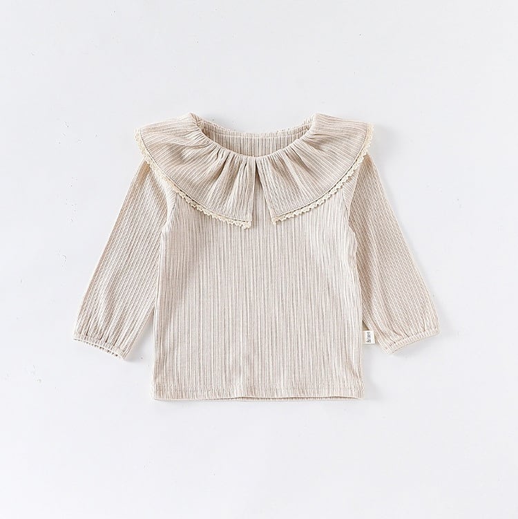 2color 襟付きリブトップス