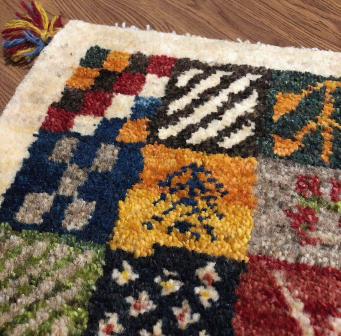 ギャッベ ペルシャ絨毯 90x60cm ギャベ 玄関マット 手織り ラグ 絨毯 ペルシャギャッベ (ギャベ) ギャッベ 玄関マット No.GM-385 | A's Rug