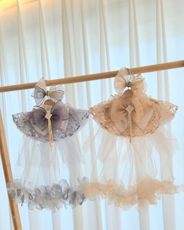 即納【ELLELU】Daisy ribbon cape 〔Blue〕