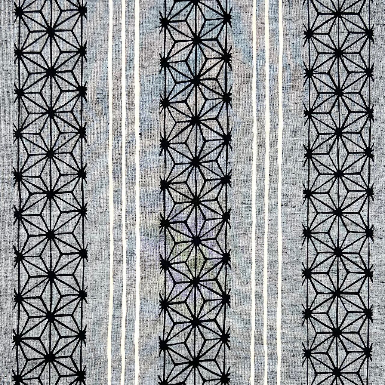 麻の葉手拭い グレー×黒白