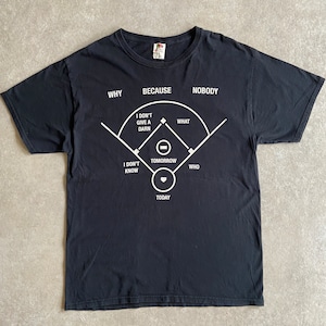 "Who's on first" Baseball Print Tee L