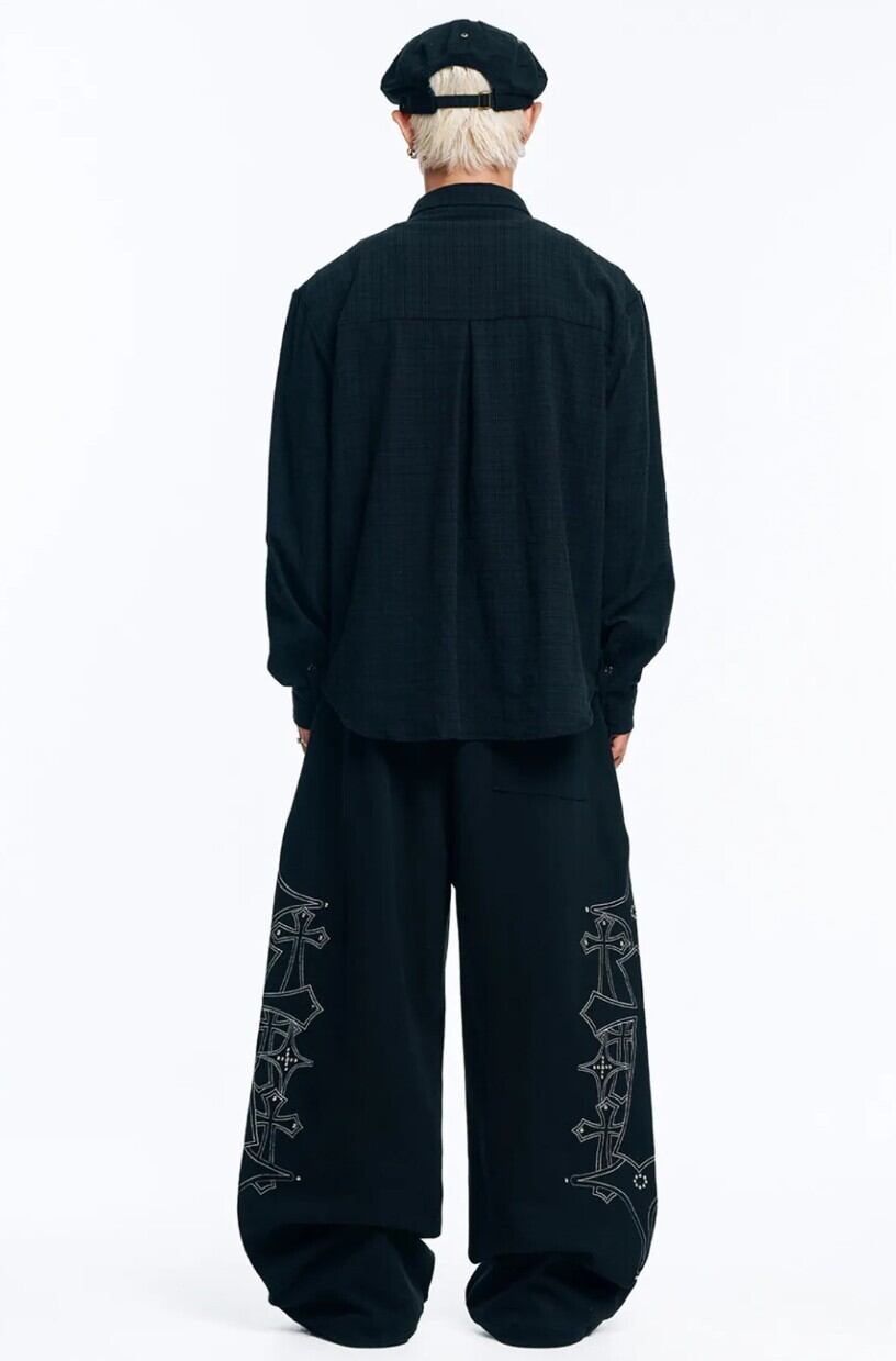 ☆TWICE ミナ 着用！！【EASYNOEASY】Stud Needle Work Sweat Pants