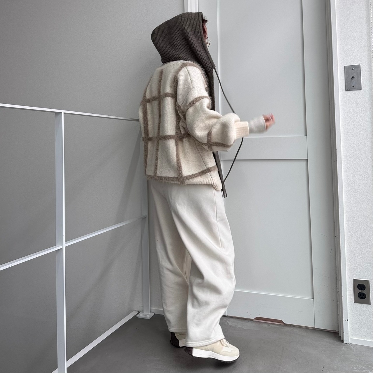 バラクラバフードマフラー/グレージュ