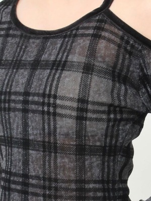 Check Sheer Top / BLACK